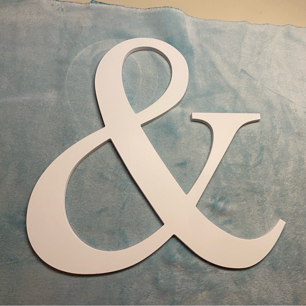 White Ampersand Wood Decor Extra Large 18” x 17”